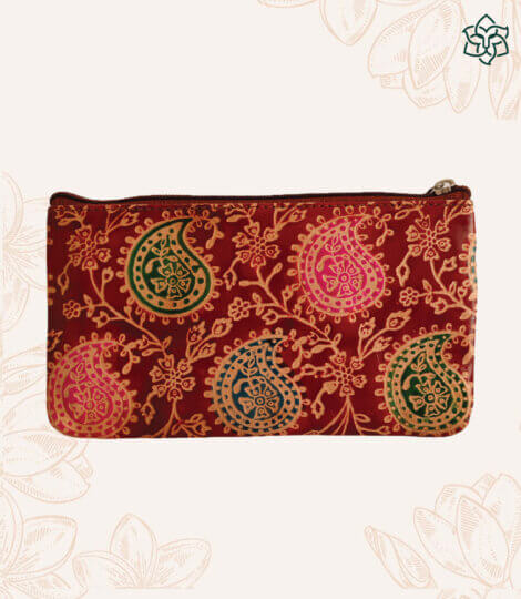 Assorted Paisley Leather Maroon Pouch